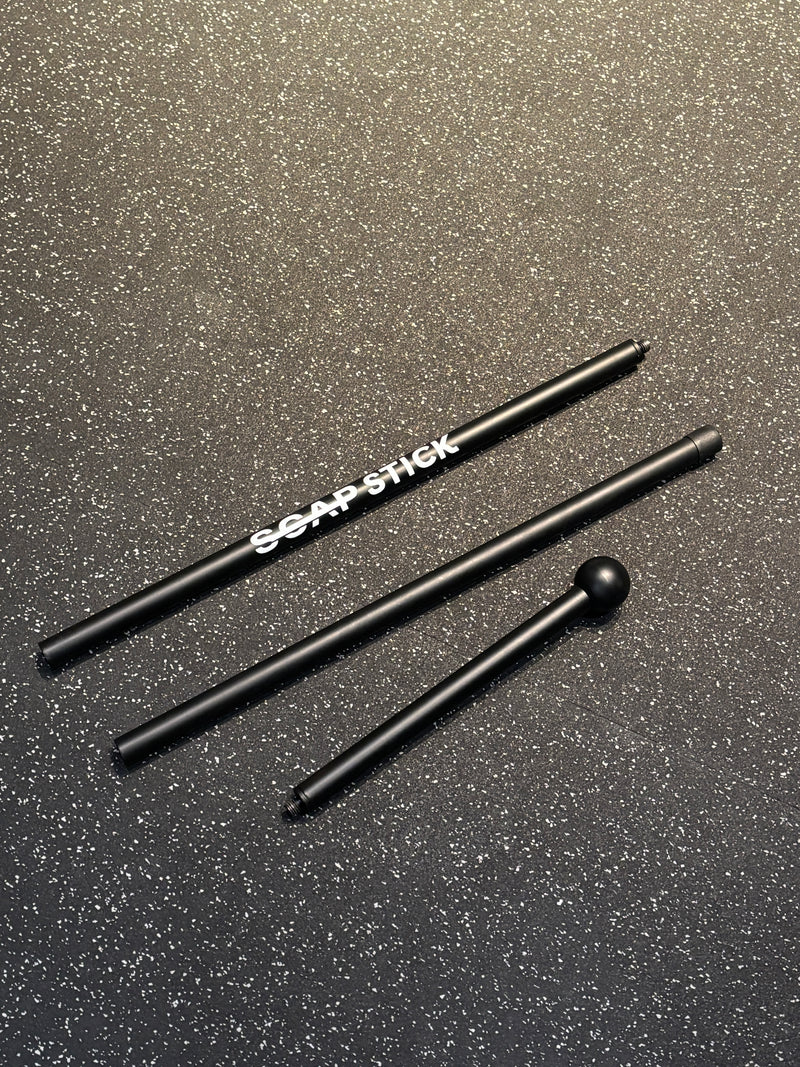 ScapStick V2 disassembled - 3 component shoulder recovery tool by SCAP Athletics - buy for deep tissue relief and overhead athlete performance